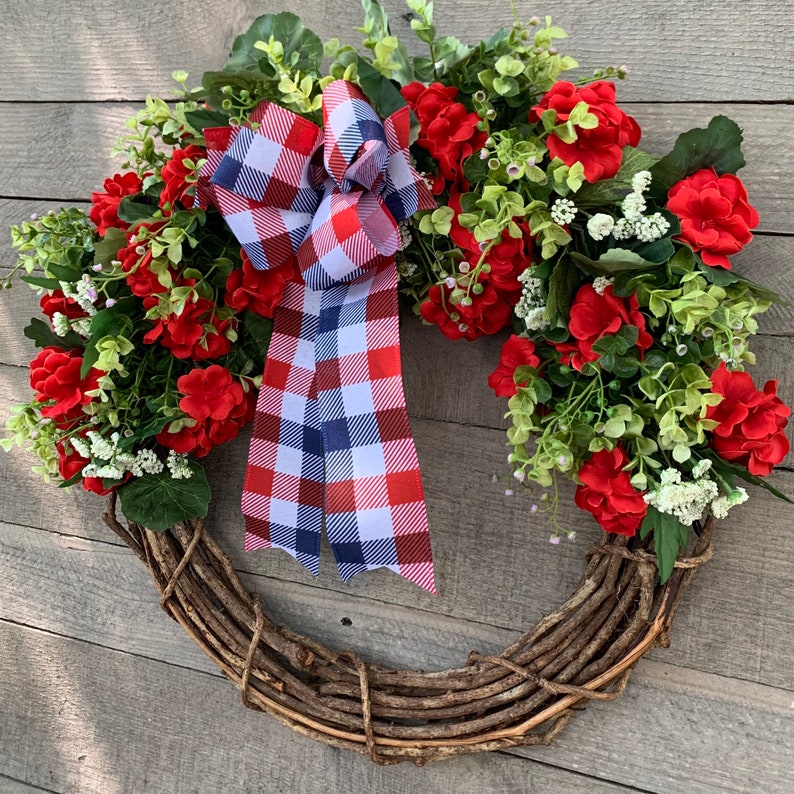 Geranium Wreath for Front Door Farmhouse Wreath Boxwood Etsy