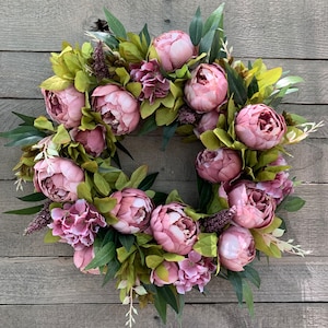 Peonies Wreath For Front Door, Summer  Wreath, Year Round Wreath, Front Door Decor, Peony Wreath, Front Door Wreath,  Housewarming Gift