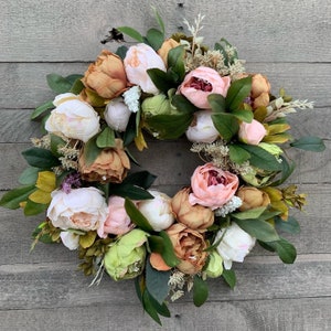 Spring Summer Wreath For Front Door, Peony Wreath, Peonies Wreath For Front Door, Fall Decor, Pink Peony Wreath, Everyday Wreath