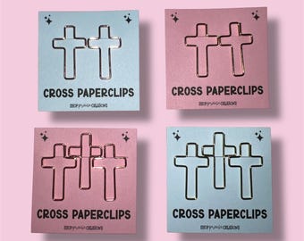Gold and Rose Gold Cross Paperclips, Christian Bible Accessories, Christian Stationary Accessories, Bible Paperclips