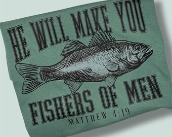 Fishers of Men Christian T-Shirt: Bible Verse Religious Gift