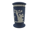 Wedgwood Jasperware Spill Vase Psyche Bound By Cupid Dark Blue Portland Jasper Excellent
