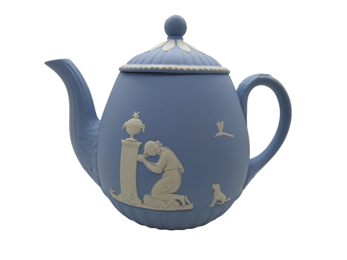 Wedgwood Jasper Teapot Lady Templeton Pale Blue Jasperware Etsy