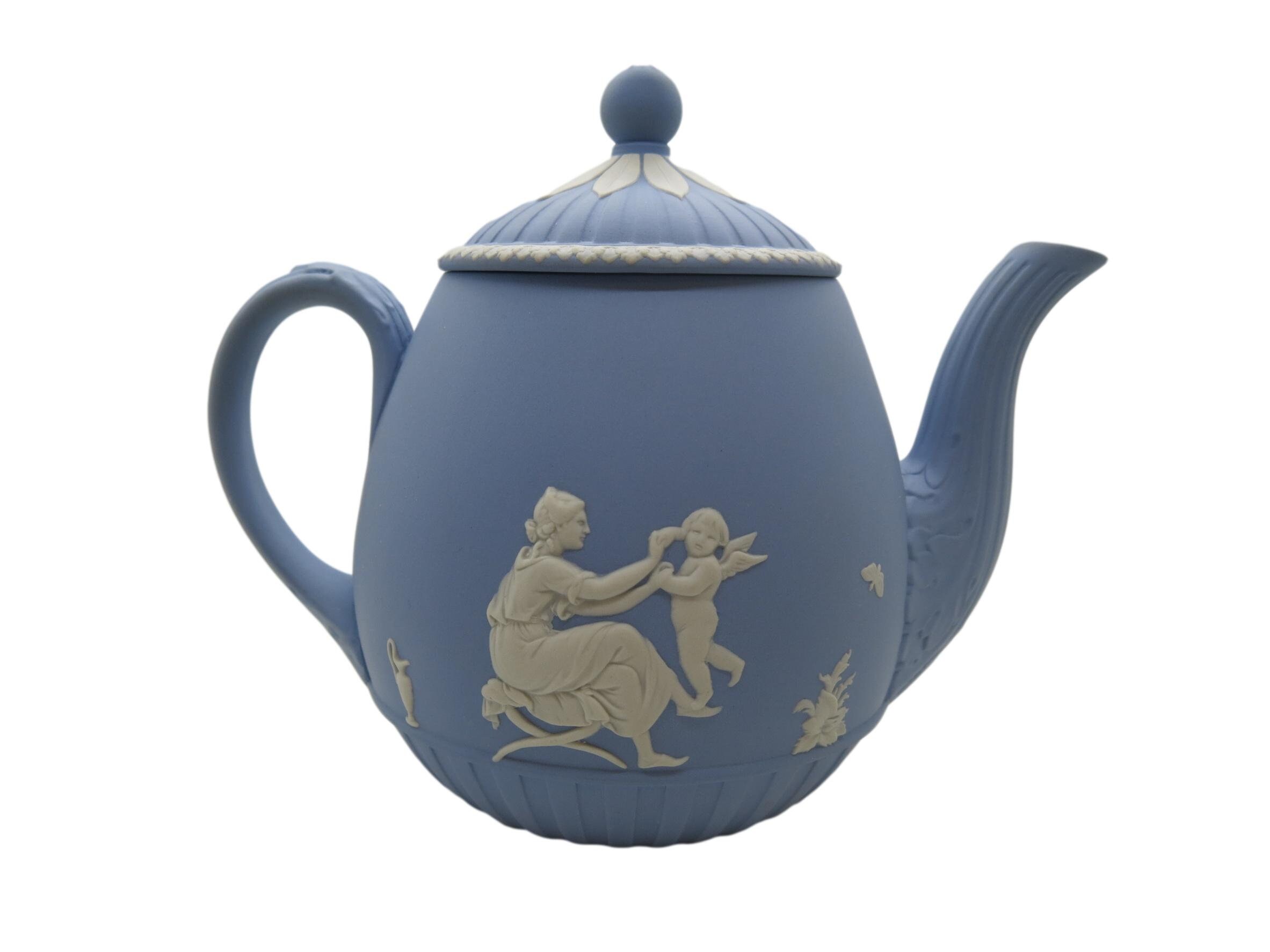 Wedgwood Jasper Teapot Lady Templeton Pale Blue Jasperware Etsy