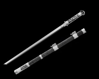 Fully handmade new master-class katana, Japanese katana, Tang sword, straight sword, training sword, collectible sword 【Kuilong】