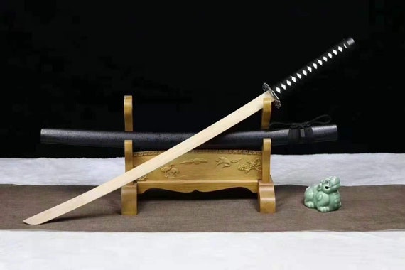 Katana di bambù e legno fatta a mano, katana giapponese, spada di legno,  coltello da addestramento, spada drago nera coltello da collezione -   Italia