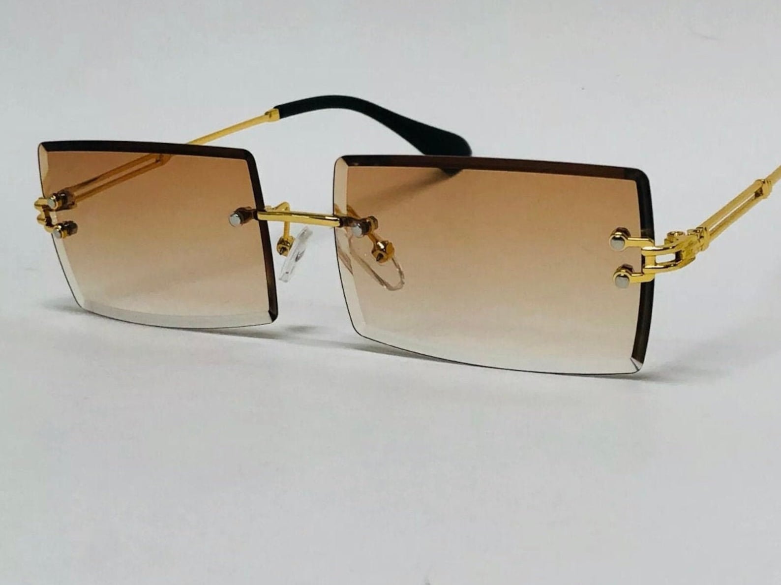 Brown Rimless Buffs Glasses Rectangular Etsy