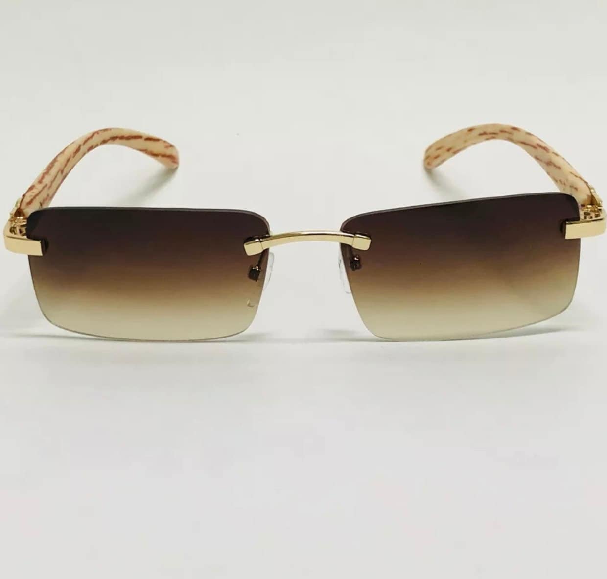 Mens Rimless Buffs Glasses Brown Gold Etsy