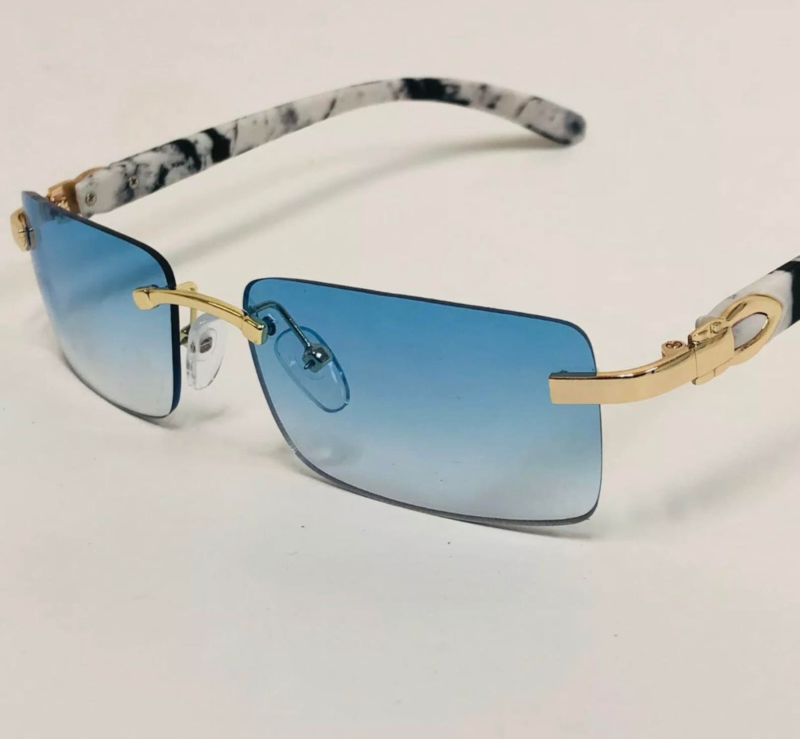 Blue & white rimless buffs glasses Etsy