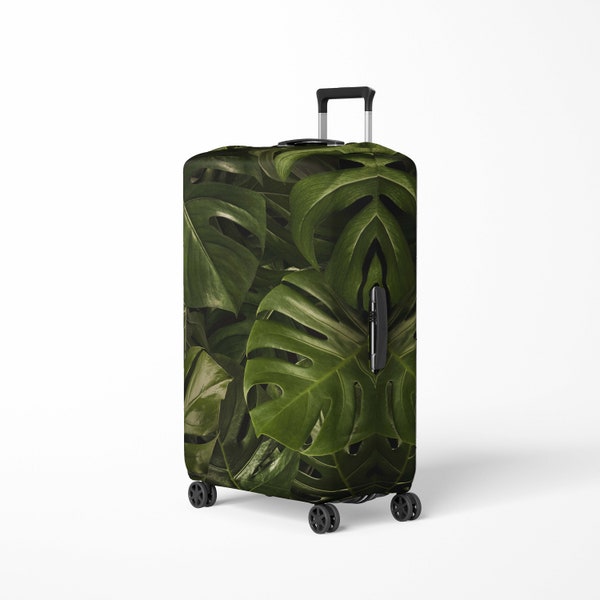 Protective Luggage Cover, Suitcase Cover, Baggage Protector, Cover your Luggage to except Damages and Theft at Journeys, Green Leafs Print