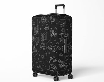 Travel Luggage Cover Yellow Banana White Black Striped Pattern Suitcase Protector Travel Luggage Cover Yellow Banana White Black Striped Pattern Suitcase Protector