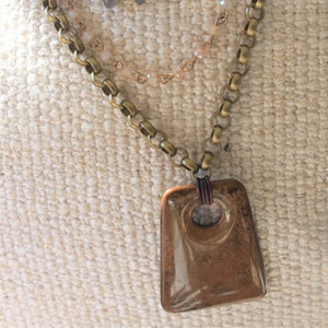 Multi-strand Necklace, Sundance Inspired Necklace, Avant Garde Necklace, Bronzite Pendant Necklace, Boho Necklace, Artsy Statement Necklace