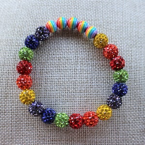 Large - PRIDE bracelet, Rainbow bracelet, Disco ball bracelet, Rainbow bead bracelet, LGBTQ bracelet