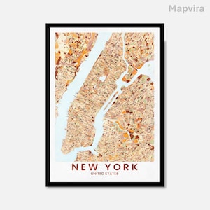 New York City Map Print – NYC Wall Art Digital Download | Manhattan Poster, Minimal Map, Printable Art