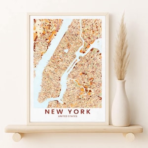 New York City Map Print – NYC Wall Art Digital Download | Manhattan Poster, Minimal Map, Printable Art