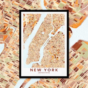 NEW YORK CITY Map Print – Colour Digital Download | Modern Minimalist Wall Art for Home, Office, or Gift.