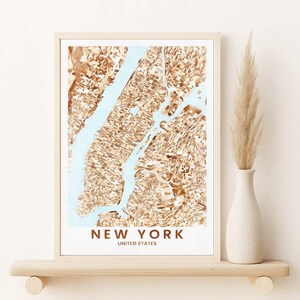 New York City Earthy Tones Map Print – NYC Wall Art Digital Download | Manhattan Poster, Minimal Map, Printable Art
