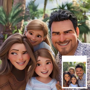 Custom Pixar style 3D Cartoon Animation Portrait, Personalized Family 3D pixar ,Cartoon 3D Portrait , portrait from photo,Couple 3D portrait