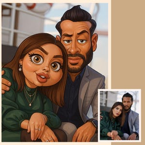 Personalized 2D Cartoon Illustration – Custom Digital Portrait from Your Photo, Great for YouTube Thumbnails, Stickers & Avatars