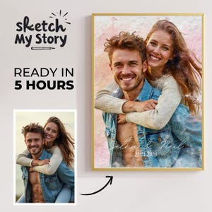 Póster personalizado de acuarela para familia y pareja / Retrato personalizado en acuarela / Regalo romántico de aniversario / Arte mural familiar único