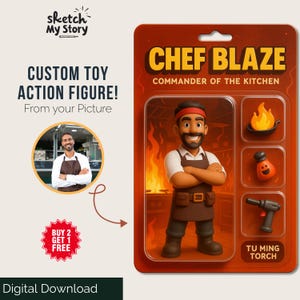 Custom Action Figure Portrait from Photo Personalized Digital Toy Box Art Cartoon Style Avatar– Unique Gift for Him, Her, Dad, Kids, Friends