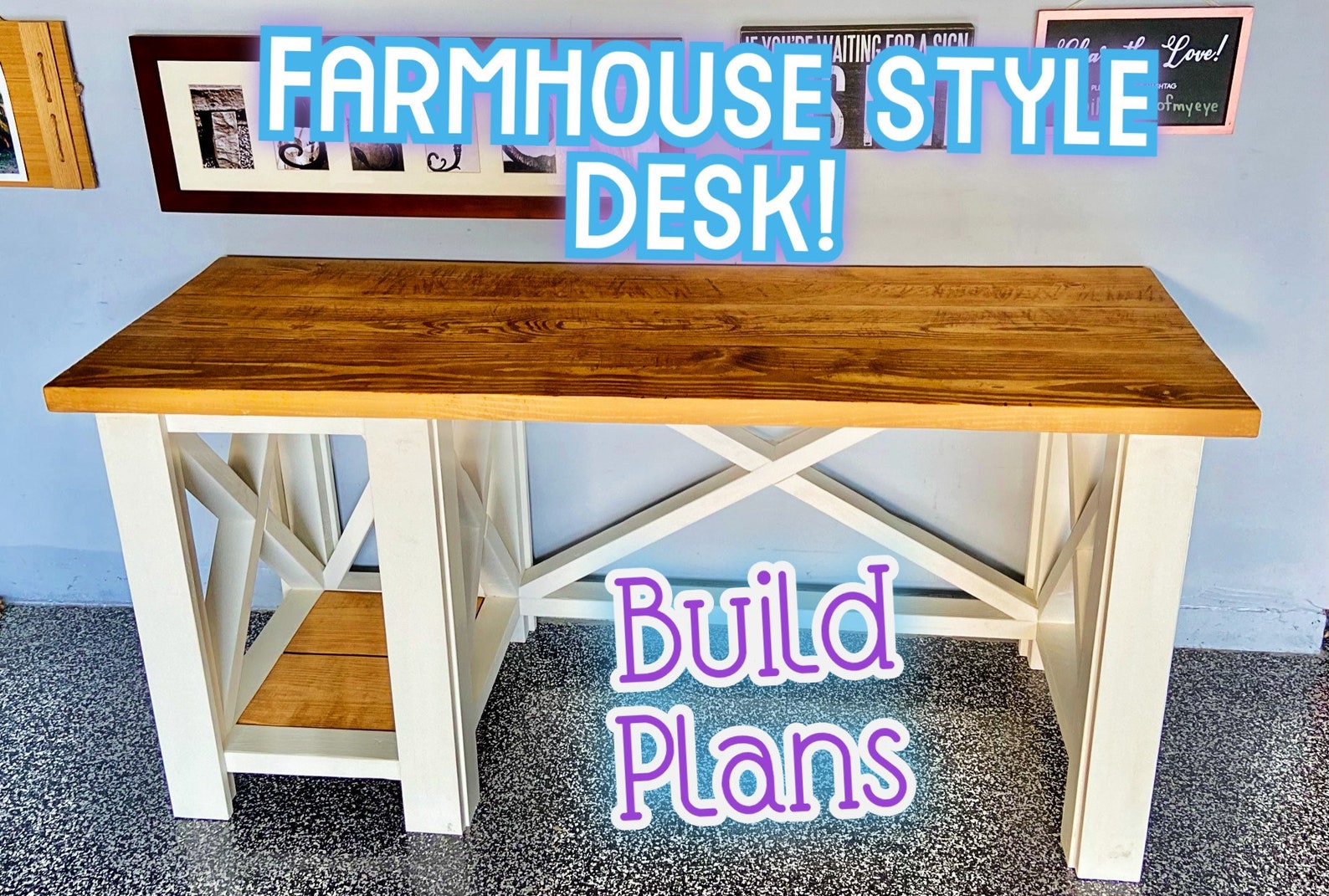 Farmhouse Style Desk Woodworking Plans Digital Download Etsy