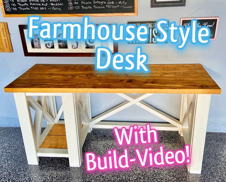 Farmhouse Style Desk Woodworking Plans Digital Download Etsy