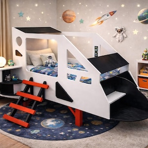 Rocket Bed Build Plans • Kids Rocket Bed DIY PDF • Twin Mattress Woodworking Plan • Digital Download • Step‑by‑Step + Cut List