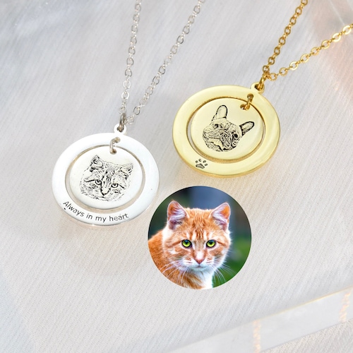 Custom Pet Photo Necklace Engraved Necklace Dog Photo Etsy UK
