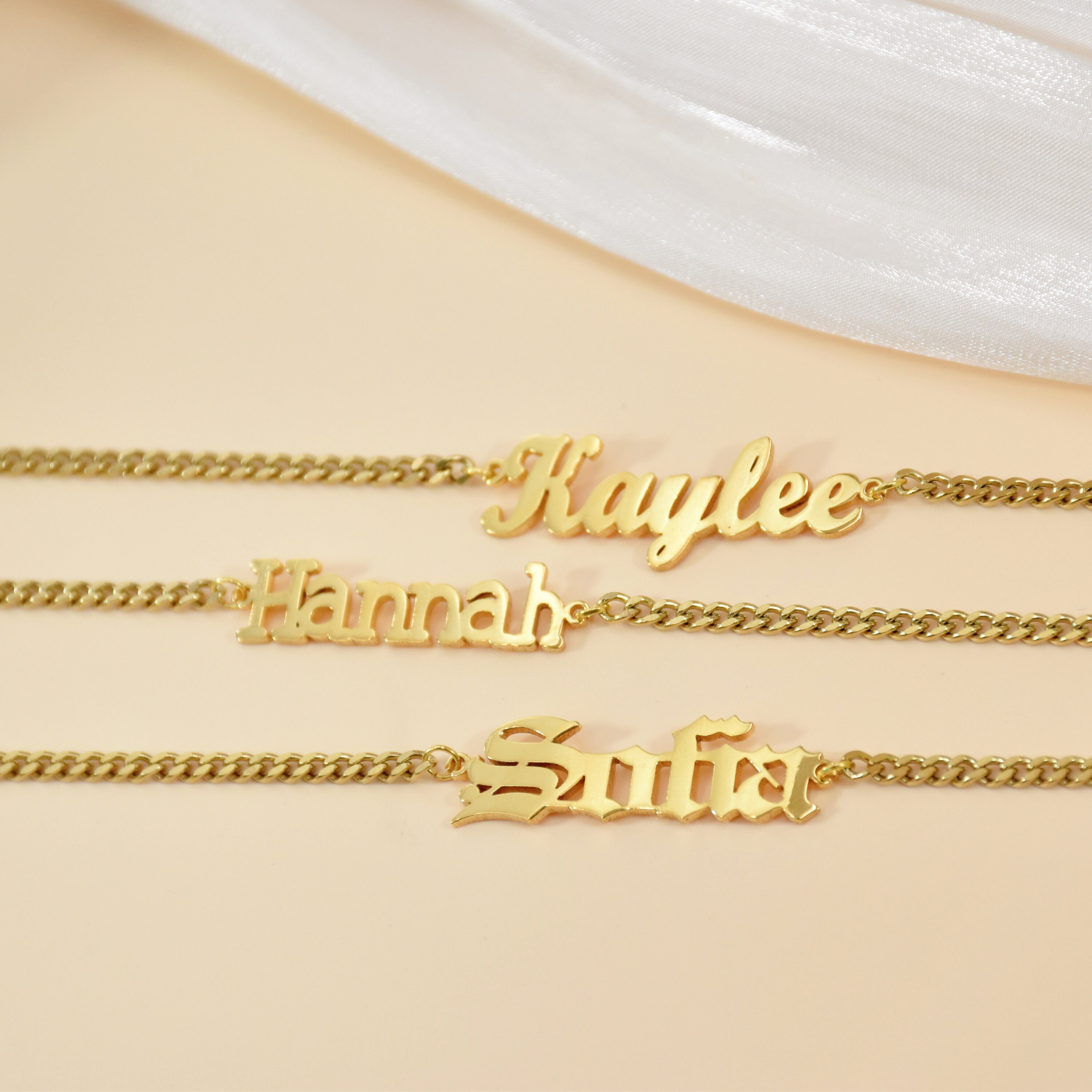 Gold Name Bracelet Custom Silver Name Bracelet Curb Chain Etsy