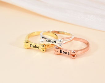 dog bone ring with name