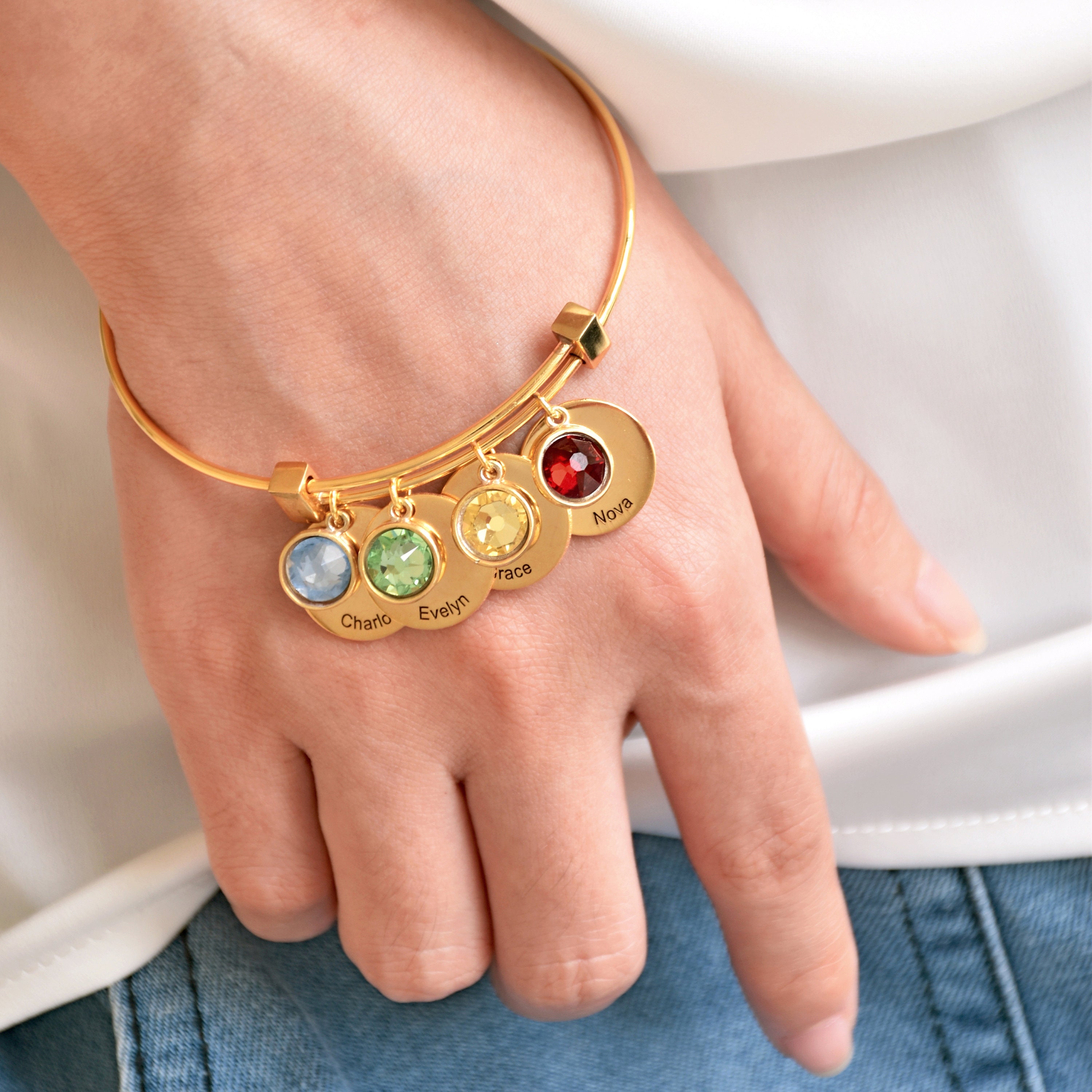 Personalized Birthstone Name Bracelet Custom Birthstone Etsy