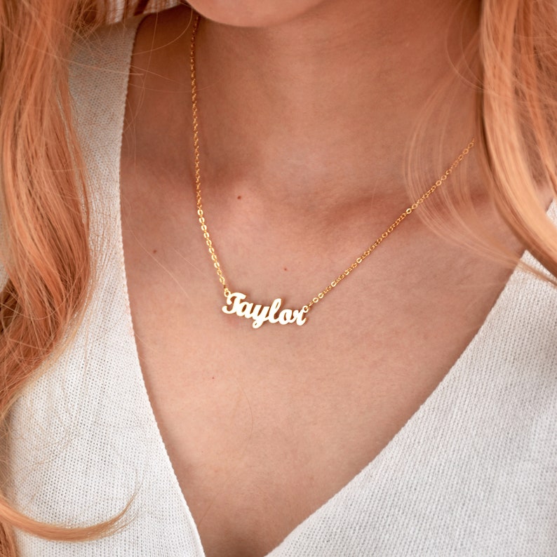 14k Solid Gold Name Necklace Sterling Silver Name Necklace Etsy UK