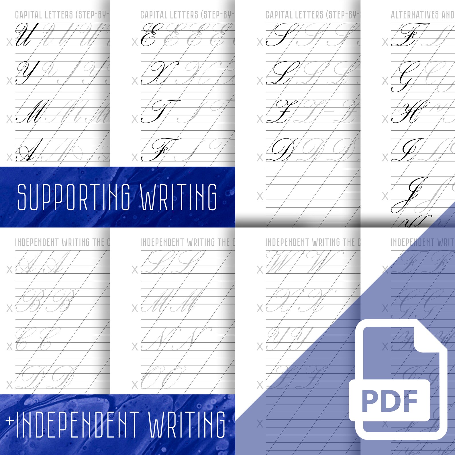 Capital letters of Copperplate Calligraphy Style Uppercase Etsy