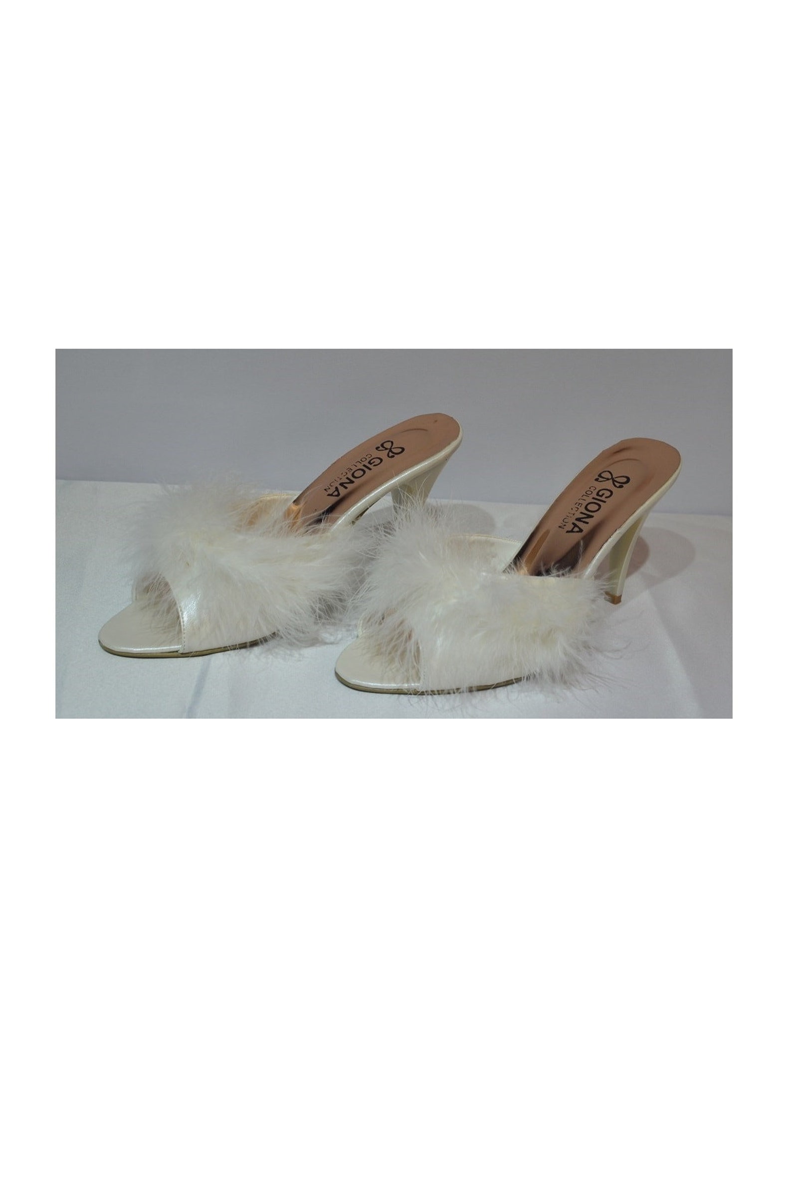 Women Vintage Furry Heeled Slippers Wedding Mule Slipper Etsy