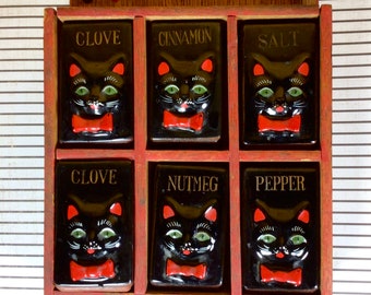 Vintage Numbered Shafford Black cat spice shakers