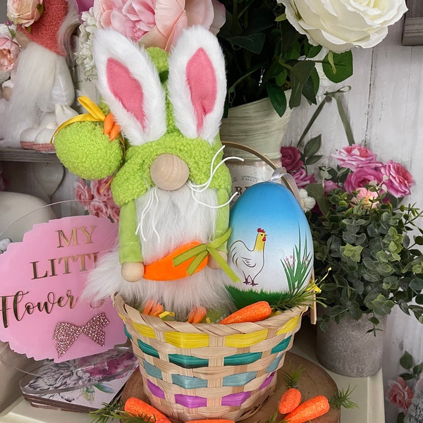 Easter Gonk Rabbit Gift Set Basket Huge Egg Easter Basket Spring Gonk Easter Egg Easter Gift