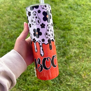 Groovy Ghost Drip Orange 20oz Tumbler Halloween | Fall | Halloween Gift | Drip Tumbler