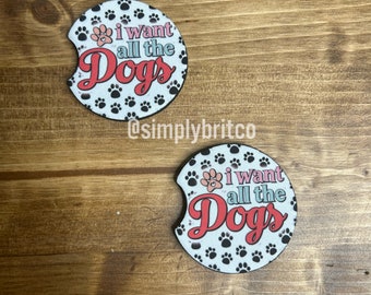 Set of 2 Dogs Car Coasters, Handmade Car Coasters, Personalized Coaster For Car Cup, Gift for a New Car