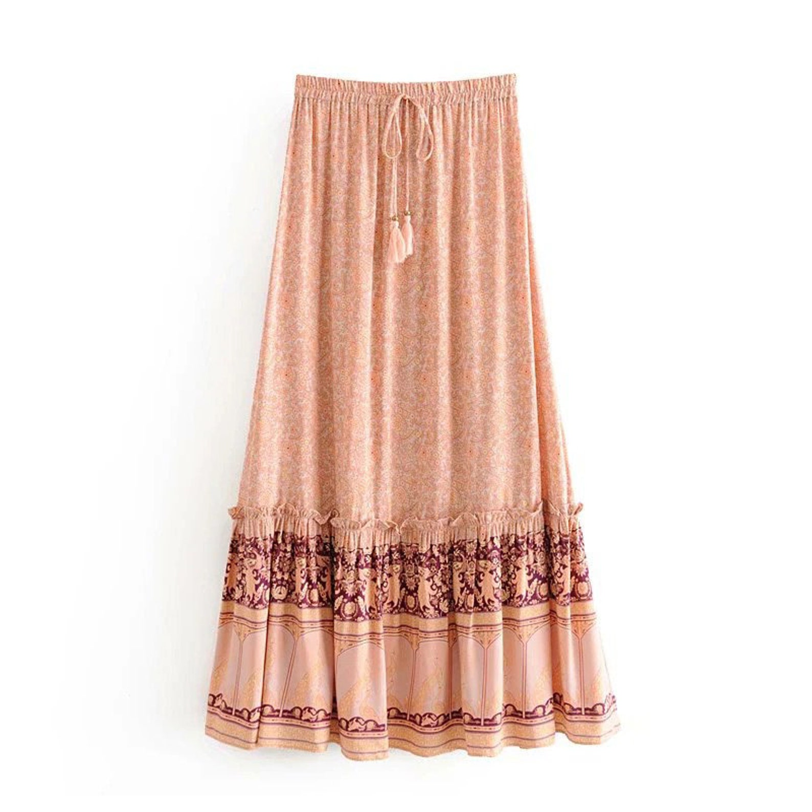 Vintage Chic Women Boho Skirt Floral Print Boho Skirt Hippie Etsy