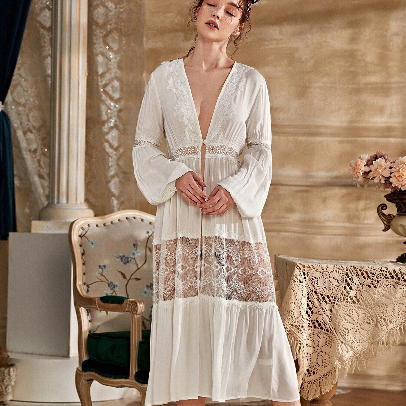cotton on lace robe