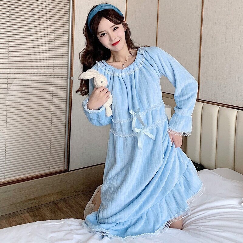 long sleeve fleece nightgown