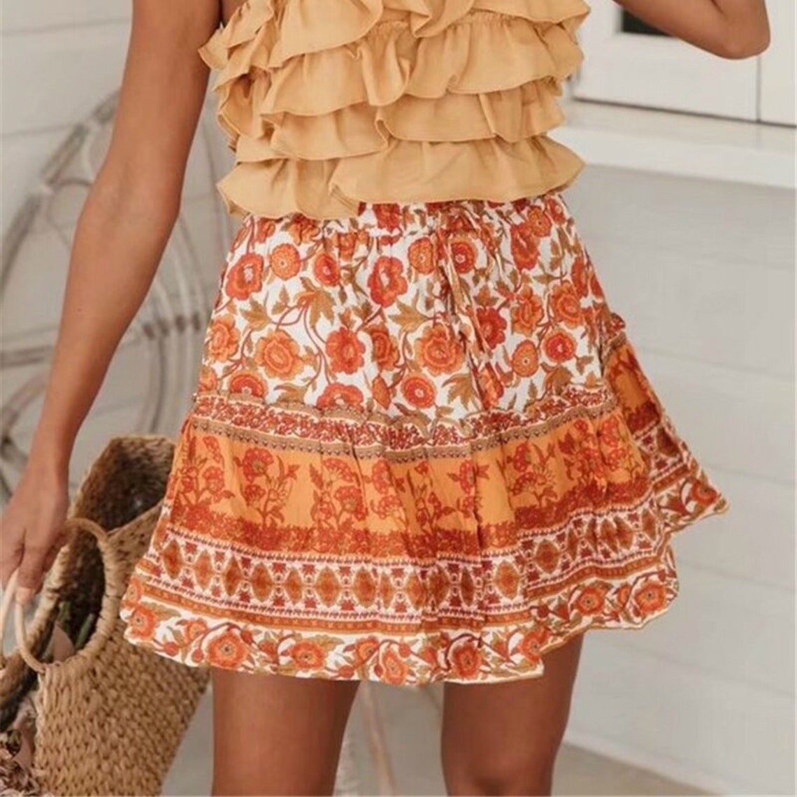 Boho Skirt Bohemian Skirt Boho Mini Skirt Summer Skirt for Etsy