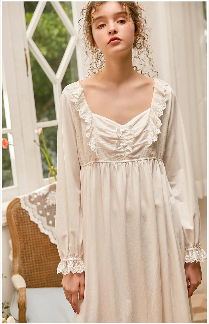 Cotton Princess Victorian Nightgown Women Lace Long Vintage | Etsy