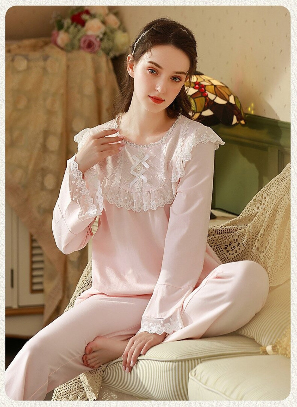 Victorian Pajama Set Women Vintage Pajamas Spring Autumn Long - Etsy