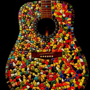 Acoustic Guitar Mosaic Wall Art
