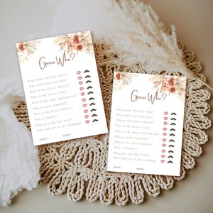 Boho Bridal Shower Game, Guess Who, Bride or Groom, Editable Bridal Shower Game Sign, Bridal Shower Game, Terracotta, Dusty Rose- Chloe C-05