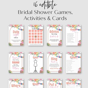 Fiesta Bridal Shower Game Bundle,  Editable Bridal Shower Game Templates, Fiesta Bridal Shower Games, Colorful Bridal Shower - Fiesta