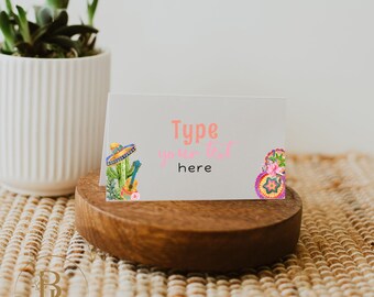 May include: A white card with a cactus and sombrero design. The text "Type your text here" is printed on the card.