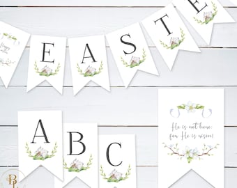 Easter Banner, Happy Easter Banner, Alphabet Banner, Bunny, Easter Brunch Party, DIY Printable Bunting Banner, Easter Decorations- SPGR-02